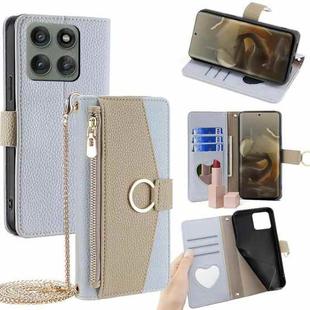 For Motorola Edge 60 Pro 5G Crossbody Litchi Texture Leather Phone Case(Blue)