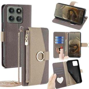 For Motorola Edge 60 Pro 5G Crossbody Litchi Texture Leather Phone Case(Grey)