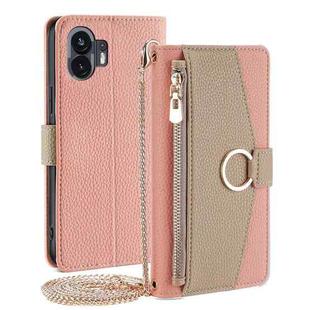 For Nothing Phone 2 Crossbody Litchi Texture Leather Phone Case(Pink)