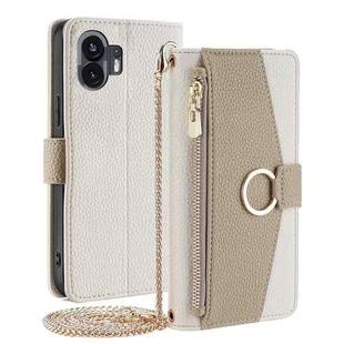 For Nothing Phone 2 Crossbody Litchi Texture Leather Phone Case(White)