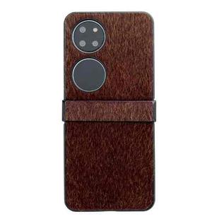 For Huawei P50 Pocket Hinge Plush PC Phone Case(Coffee)