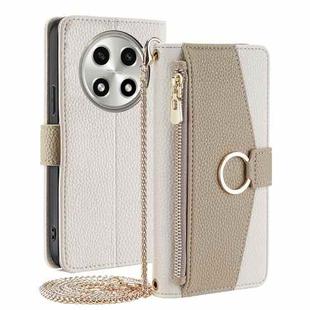 For OPPO A2 Pro 5G Crossbody Litchi Texture Leather Phone Case(White)