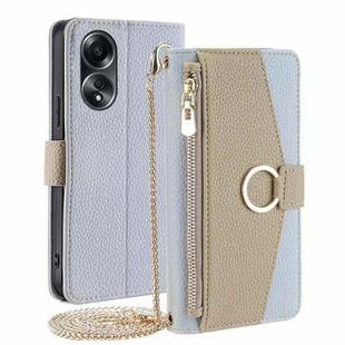 For OPPO A58 4G Crossbody Litchi Texture Leather Phone Case(Blue)