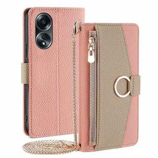 For OPPO A58 4G Crossbody Litchi Texture Leather Phone Case(Pink)