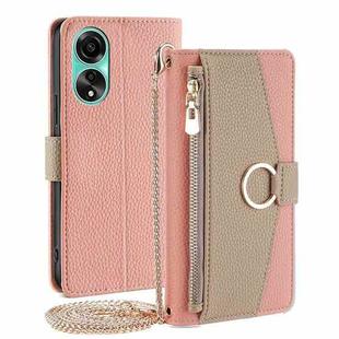 For OPPO A78 4G Crossbody Litchi Texture Leather Phone Case(Pink)