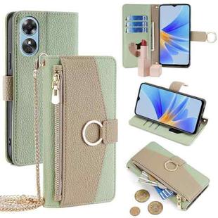 For OPPO A17 Crossbody Litchi Texture Leather Phone Case(Green)