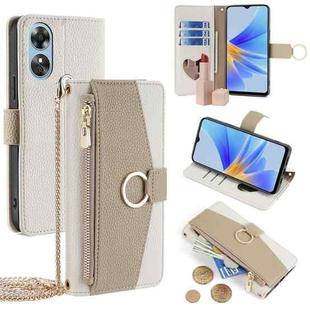 For OPPO A17 Crossbody Litchi Texture Leather Phone Case(White)