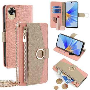 For OPPO A17k 4G Crossbody Litchi Texture Leather Phone Case(Pink)