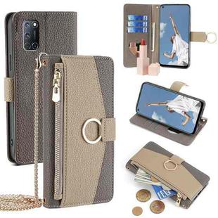 For OPPO A52 Crossbody Litchi Texture Leather Phone Case(Grey)