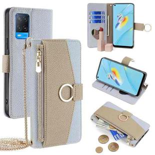 For OPPO A54 4G Crossbody Litchi Texture Leather Phone Case(Blue)