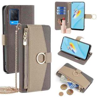 For OPPO A54 4G Crossbody Litchi Texture Leather Phone Case(Grey)