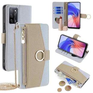 For OPPO A55 5G Crossbody Litchi Texture Leather Phone Case(Blue)