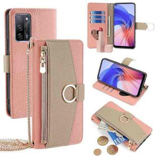 For OPPO A55 5G Crossbody Litchi Texture Leather Phone Case(Pink)