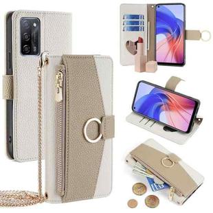 For OPPO A55 5G Crossbody Litchi Texture Leather Phone Case(White)