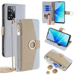 For OPPO A57 4G 2022 Crossbody Litchi Texture Leather Phone Case(Blue)