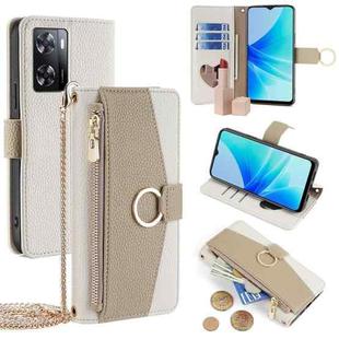 For OPPO A57 4G 2022 Crossbody Litchi Texture Leather Phone Case(White)