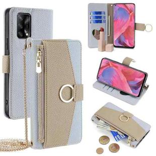 For OPPO F19 / A74 4G Crossbody Litchi Texture Leather Phone Case(Blue)