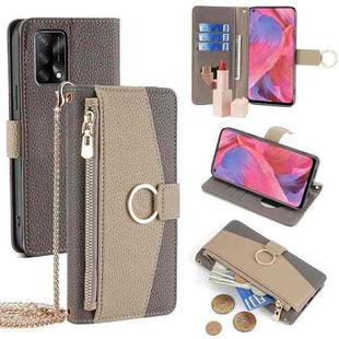 For OPPO F19 / A74 4G Crossbody Litchi Texture Leather Phone Case(Grey)