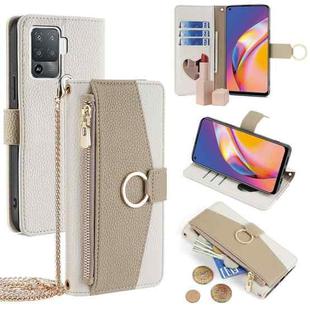 For OPPO F19 Pro / A94 4G / Reno5 F Crossbody Litchi Texture Leather Phone Case(White)