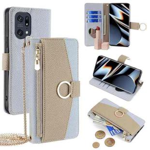 For OPPO Find X5 Pro Crossbody Litchi Texture Leather Phone Case(Blue)