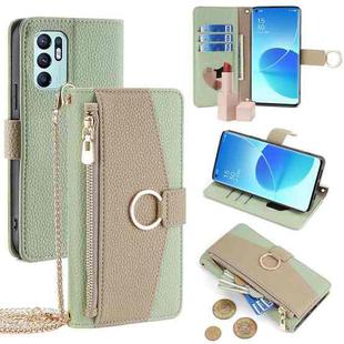 For OPPO Reno6 4G Crossbody Litchi Texture Leather Phone Case(Green)