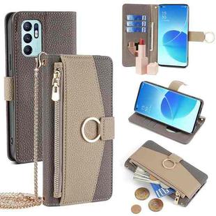 For OPPO Reno6 4G Crossbody Litchi Texture Leather Phone Case(Grey)