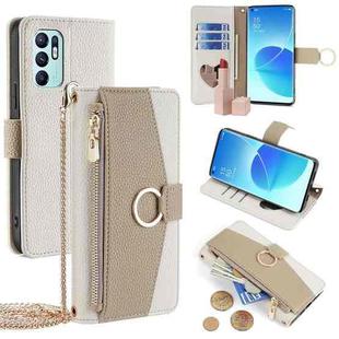 For OPPO Reno6 4G Crossbody Litchi Texture Leather Phone Case(White)