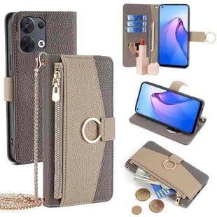 For OPPO Reno8 5G Crossbody Litchi Texture Leather Phone Case(Grey)