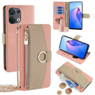 For OPPO Reno8 5G Crossbody Litchi Texture Leather Phone Case(Pink)