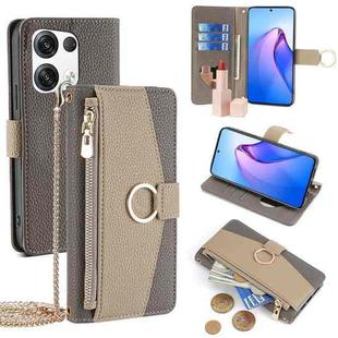 For OPPO Reno8 Pro+ 5G Crossbody Litchi Texture Leather Phone Case(Grey)