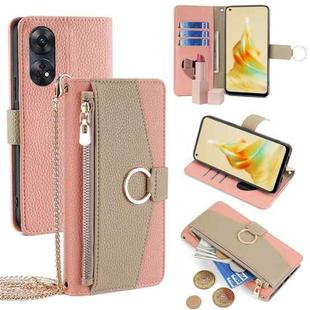 For OPPO Reno8 T 4G Crossbody Litchi Texture Leather Phone Case(Pink)