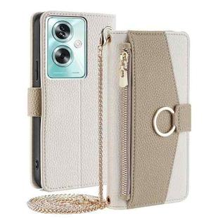 For OPPO A79 5G Crossbody Litchi Texture Leather Phone Case(White)