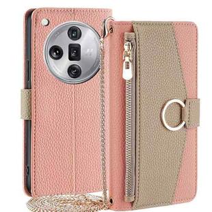 For OPPO Find X7 Ultra 5G Crossbody Litchi Texture Leather Phone Case(Pink)