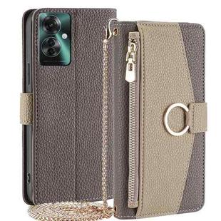 For OPPO Reno11 F 5G Crossbody Litchi Texture Leather Phone Case(Grey)