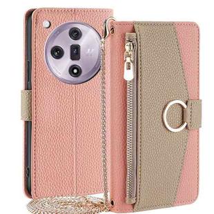 For OPPO Find X7 5G Crossbody Litchi Texture Leather Phone Case(Pink)