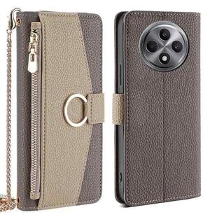 For OPPO Reno12 F 5G Crossbody Litchi Texture Leather Phone Case(Grey)