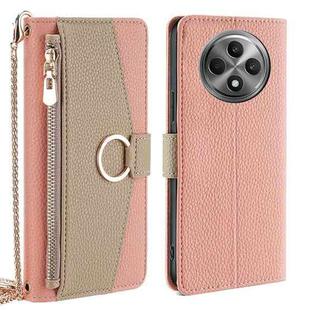 For OPPO Reno12 F 5G Crossbody Litchi Texture Leather Phone Case(Pink)