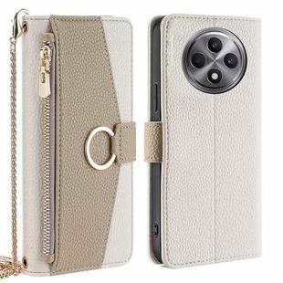 For OPPO Reno12 F 5G Crossbody Litchi Texture Leather Phone Case(White)