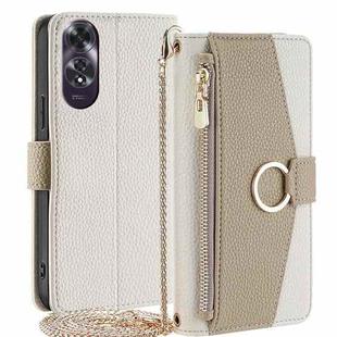 For OPPO A60 4G Global Crossbody Litchi Texture Leather Phone Case(White)