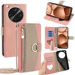 For OPPO Find X8 Ultra 5G Crossbody Litchi Texture Leather Phone Case(Pink)