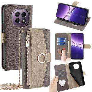 For OPPO A5 5G 2025 Global Crossbody Litchi Texture Leather Phone Case(Grey)