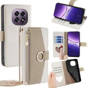 For OPPO A5 5G 2025 Global Crossbody Litchi Texture Leather Phone Case(White)