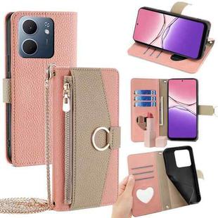For OPPO A5x 5G Global Crossbody Litchi Texture Leather Phone Case(Pink)