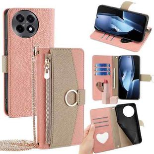 For OnePlus Ace 5 / Ace 5 Pro Crossbody Litchi Texture Leather Phone Case(Pink)