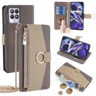For Realme 8i Crossbody Litchi Texture Leather Phone Case(Grey)