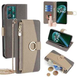 For Realme 9 Pro Crossbody Litchi Texture Leather Phone Case(Grey)