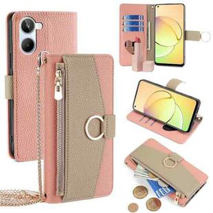 For Realme 10 4G Crossbody Litchi Texture Leather Phone Case(Pink)