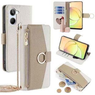 For Realme 10 4G Crossbody Litchi Texture Leather Phone Case(White)