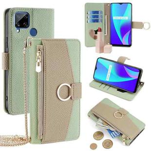 For Realme C15 Crossbody Litchi Texture Leather Phone Case(Green)