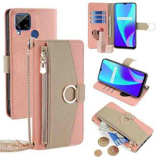 For Realme C15 Crossbody Litchi Texture Leather Phone Case(Pink)